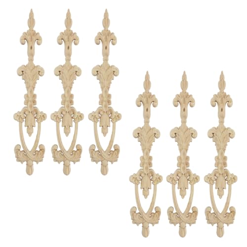 6 Pack Decorative Wood Carved Appliques Onlays Frame Decals, Wooden Carving DIY Craft Set for Wall Dresser Door Bookcase Cabinet (10" x 1.9") - style: Style1,6 pcs