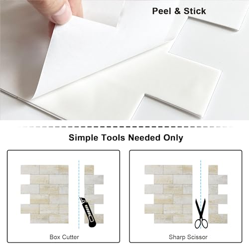 BeNice Marble Peel Stick Backsplash Tile Kitchen Blue Yellow Rust 10pcs - color: Blue Yellow Rust, size: 10sheets