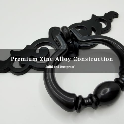 6 Pack Black Ring Pull Handles, Single Hole Cabinet Hardware - color: Black