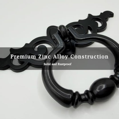 6 Pack Black Ring Pull Handles, Single Hole Cabinet Hardware - color: Black