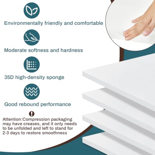 Frienda 4 Pack 1" x 16" x 16" Upholstery High Density Foam Cushion, White - color: White, size: 1" x 16" x 16"