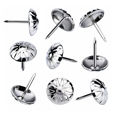 Upholstery Tacks for Furniture, 5/8" Vintage Upholstery Nails Decorative Tack, 100PCS Heavy Duty Furniture Tacks for Upholstery, Daisy Sofa Furniture Nails for Wood, Silver - color: Silver, size: 5/8"x3/4" (16x20mm)
