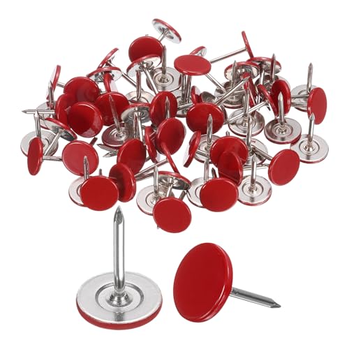 uxcell 120Pcs Push Pins, 11mmx15mm Round Flat Head Decorative Thumb Tacks Upholstery Tacks for Cork Board Office Wall Hangings, Red - color: Red, size: 11mmx15mm