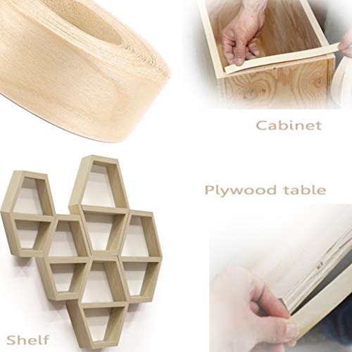 Skelang 2'' × 50' Birch Edge Banding, Roll Wood Edge Tape, Iron-on Veneer Banding with Hot Melt Glue, Pre-glued Edge Banding for Covering Edge of Table, Door, Shelf, Cabinet Hardboard, Fiberboard - size: 2'' x 50'