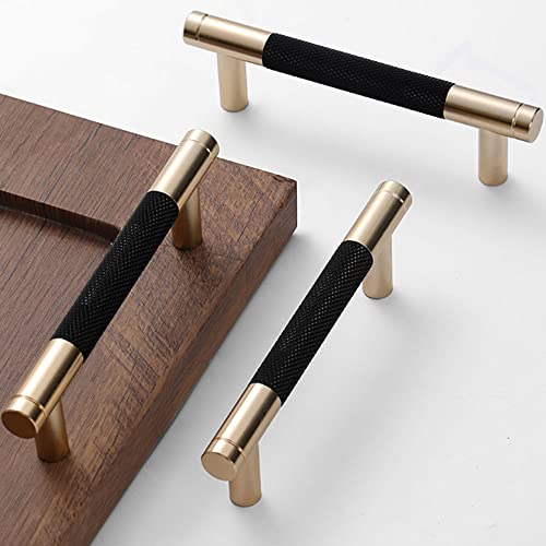 24 Pack 3 3/4 Inch 96 mm Bar Cabinet Pulls Gold and Black Knurled Handles for Brushed Gold Drawer Pulls Cupboard Aluminum Handles - color: Gold and Black, size: 3 3/4 Inch