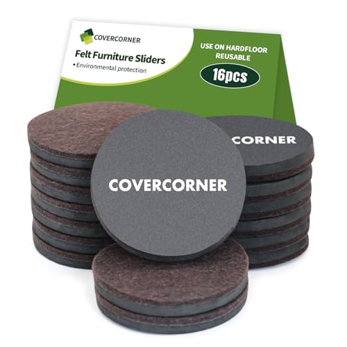 Felt Furniture Sliders for Hardwood Floors 16 PCS, 3 1/2" Brown - size: 16 PCS 3 1/2" Brown