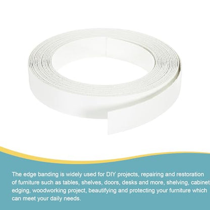 uxcell Edge Banding 1 1/8 Inch x 24.61ft Pre-Glued Wood Veneer Warm White - color: White, size: 1 1/8 Inch x 24.61ft
