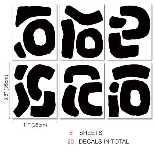 Large Black Boho Geometric Wall Decals, Abstract Shapes Wall Décor - style: Abstract