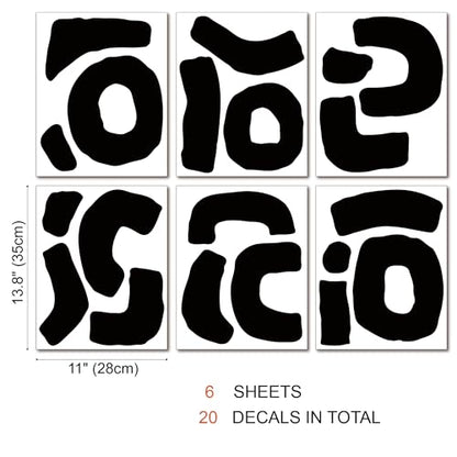 Large Black Boho Geometric Wall Decals, Abstract Shapes Wall Décor - style: Abstract