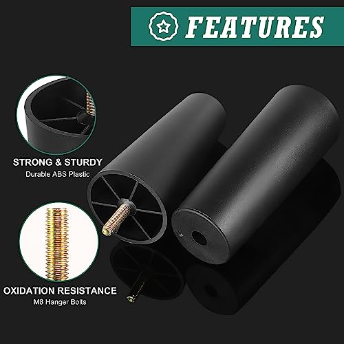 4pcs Plastic Furniture Legs 6" with T-Nuts, M8-1.25 Thread Bolt - size: 6 Inch, M8-1.25 Metric Thread Bolts