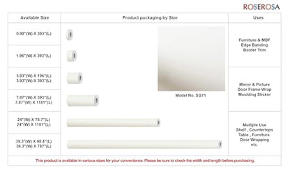 ROSEROSA Peel and Stick Solid Faux Wood Architectural Film Self-Adhesive Vinyl Film Wallpaper Door Wrap Counter Top Border Mirror Molding Trim SG71 - size: 0.98"(W) X 393"(L)
