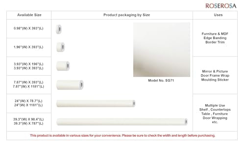 ROSEROSA Peel and Stick Solid Faux Wood Architectural Film Self-Adhesive Vinyl Film Wallpaper Door Wrap Counter Top Border Mirror Molding Trim SG71 - size: 7.87"(W) X 1181"(L)