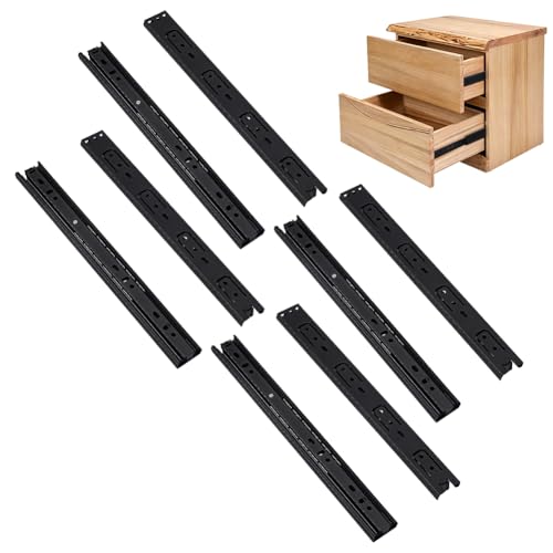 AHANDMAKER 4 Pcs Soft Close Drawer Slides 10.6 Inch Heavy Duty Steel Side Mount Drawer Rails Full Extension for Kitchen Cabinet Office Dresser Tool Box Drawer Hardware - size: 270x30x12mm