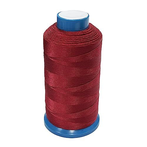 Haobase Bonded Nylon Sewing Thread 1500 Yard T70#69 for Leather, Bag, Shoes, Canvas, Upholstery with Sewing Needles Kit (Red) - color: Red
