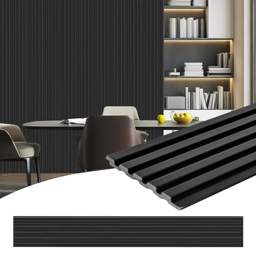 3D Slat Wall Panels, 16-Pack Faux Wood Decorative Wall Panels, Black - color: Black, size: 16-Pack