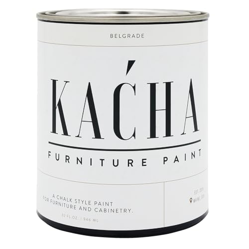 Kacha Furniture Paint | Off White Style Paint for Furniture, Cabinets, and Crafts | Quart - 32 oz | Belgrade | Low VOC | Matte | (Topcoat Required) - color: Belgrade Off White, size: 32 Fl Oz (Pack of 1)
