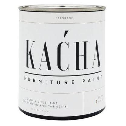 Kacha Furniture Paint | Off White Style Paint for Furniture, Cabinets, and Crafts | Quart - 32 oz | Belgrade | Low VOC | Matte | (Topcoat Required) - color: Belgrade Off White, size: 32 Fl Oz (Pack of 1)