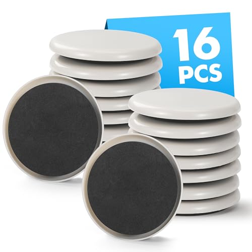 16-Pack Furniture Movers Sliders for Carpet & Hardwood Floors, Save 80% Effort Safely and Easily, The Glide Tool Set for Heavy Furniture and Appliances, Reusable Moving Pads (16 Plastic 3.5" Sliders) - size: 16 Plastic 3.5" Sliders