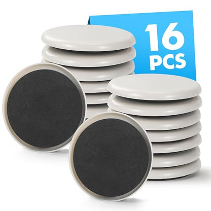 16-Pack Furniture Movers Sliders for Carpet & Hardwood Floors, Save 80% Effort Safely and Easily, The Glide Tool Set for Heavy Furniture and Appliances, Reusable Moving Pads (16 Plastic 3.5" Sliders) - size: 16 Plastic 3.5" Sliders