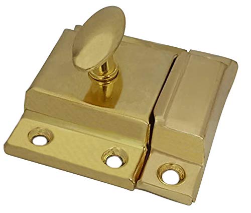 QCAA Oval Turn Cabinet Latch, for Cupboard & Other Furniture, Large, Brass Plated, 1 Pack - color: Brass Plated, size: 1pack-large