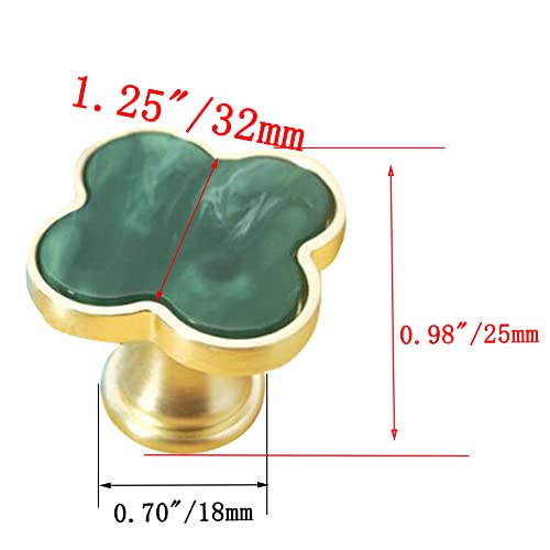 6 Pcs Clover Cabinets Knobs Dressering Pulls Cupboard Knobs Jewelry Box Pulls Drawer Wardrobe Wine Cabinet Handle Furniture Single Hole Door Handles(Green) - color: Green