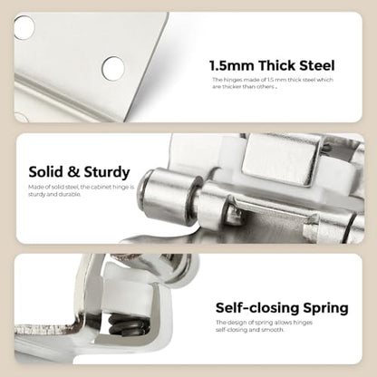 30 Pack 15 Pair Brushed Nickel Cabinet Hinges, 1/2" Overlay Kitchen Hinges - color: Satin Nickel, size: 1/2" Overlay
