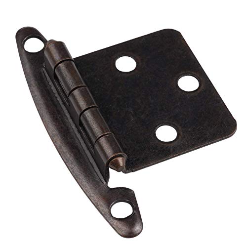 DecoBasics (25 Pairs Pack/50 Pcs) Brushed Bronze, Non Self Closing/Free Swinging Variable Overlay Flush Cabinet Hinge