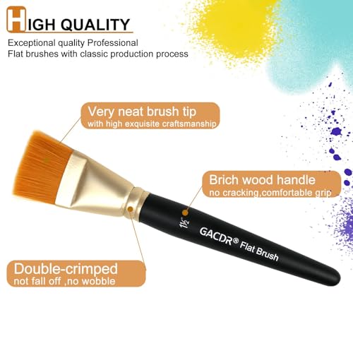 Large Flat Paint Brushes, 4pcs 1.5 Inch Craft Paint Brush Set for Acrylic - color: Black