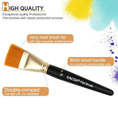 Large Flat Paint Brushes, 4pcs 1.5 Inch Craft Paint Brush Set for Acrylic - color: Black