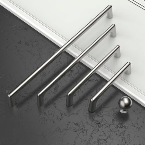 Asidrama 6 Pack 3 Inch(76mm) Brushed Satin Nickel Cabinet Pulls Cabinet Handles Cupboard Handles Kitchen Cabinet Hardware for Cupboard Drawer Pulls - color: Brushed Satin Nickel, size: 3" Hole Center, style: 6 Pack