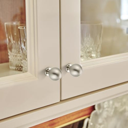 Brushed Nickel Cabinet Knobs 12 Pack Round Ball Drawers Knobs, 1" Diameter - color: Brushed Nickel