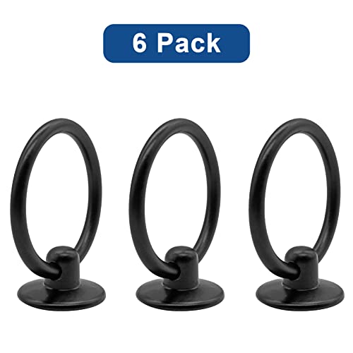 Luomorgo 6 Pcs Matte Black Ring Pull Handle Knobs - color: Matte Black-6pcs