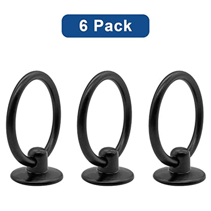 Luomorgo 6 Pcs Matte Black Ring Pull Handle Knobs - color: Matte Black-6pcs
