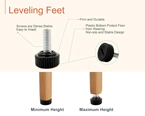 24 Pieces of M6 Stainless Steel Adjustable Screw Furniture levelers, Adjustable Screws for Furniture Leveling, Suitable for Furniture Legs, Tables, Chairs, cabinets, and Patio Furniture - size: M6
