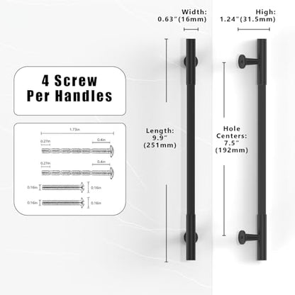 10 Pack Matte Black Cabinet Pulls 7.5 Inch(192mm) Kitchen Cabinet Handles Solid Heavy Duty Drawer Pulls - color: Matte Black, size: 7.5" Hole Center