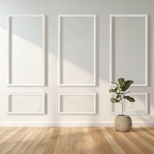 RELIANCER Peel and Stick Wall Molding Kit,30PCS Pre-Cut Door Molding Panels,3D Moulding Wainscoting Panel,Self Adhesive Walls Moulding Trim,Wall Modular Frames for Interior Walls Decor Home Bedroom - color: 63 x 39in