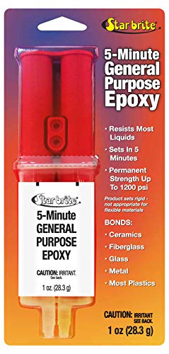 STAR BRITE Crystal Clear Epoxy Syringe – Self-Metering, Multi-Surface Adhesive for Fiberglass, Plastic, Glass, Metal, and More (093401)