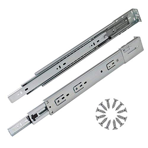 Gobrico 24-Inch Rear/Side Mount Drawer Slides, Soft Close Ball Bearing Drawer Slides and Glides with Brackets, Full Extension Heavy Duty Cabinet Dresser Runners, 10Pairs - size: 24 Inch