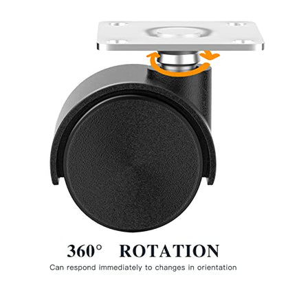 1 Inch Small Casters Set of 4, Plastic Black Nylon Low Profile Wheels Swivel Mini Casters for Furniture, Baby Bed, Kitchen, Cabinet, Table (with Stainless Steel Screws) - style: 1 inch