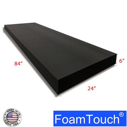 FoamTouch 6" Thick x 24" Wide x 84" Long Charcoal High Density Foam, Ideal for Foam Padding, Seat Replacement, Chair Cushion Replacement, Wheelchair Seat Cushion and More - size: 6" x 24" x 84"