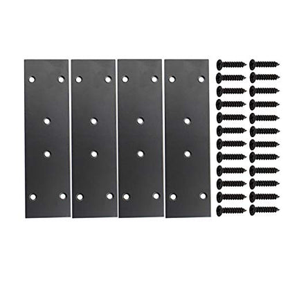 4 Pack Flat Straight Brace Brackets,ULIFESTAR Stainless Steel Mending Bracket Plate Metal Shelf Support Fixing Joining Plate for Furniture,Wood,Shelves,Cabinet with Screws Black (48x169mm/1.9x6.7'') - size: 48 x 169 x 2 mm