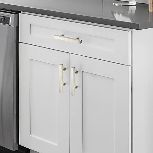 Brushed Nickel Cabinet Handles Drawer Pulls 3 Inch CC 10 Pack - color: Brushed Nickel Square T-Shaped, size: 3" Hole Center