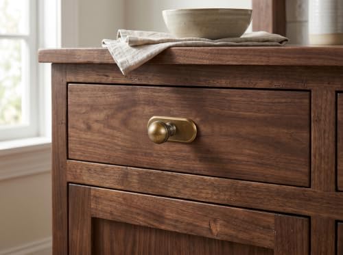 Goo-Ki Antique Brass Cabinet Knobs with Oblong Backplate, 6 Pack - color: Antique Brass, style: Oblong Plate
