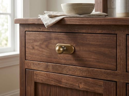 Goo-Ki Antique Brass Cabinet Knobs with Oblong Backplate, 6 Pack - color: Antique Brass, style: Oblong Plate