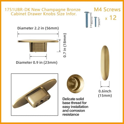 Goo-Ki 6 Pack Champagne Bronze Cabinet Drawer Knobs - 2.2" Full Length Modern Gold Bar Knob Small Single Hole Pull Kitchen Hardware for Dresser Cupboard Bathroom Wardrobe, 1751CB-DK - color: Champagne Bronze, size: 2.2" Full Length