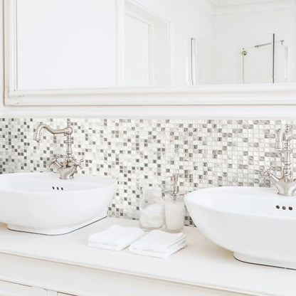 Smart Tiles Peel and Stick backsplash, Mosaic Mocha & White, 11.55"x9.64" - color: Mocha & White