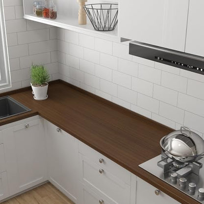 JSEVEM 24"×197" Dark Brown Wood Grain Contact Paper Walnut Peel and Stick Wallpaper Self Adhesive Removable Vinyl Wrap Thick Waterproof Wall Paper for Countertops Kitchen Cabinet Shelf Table - color: Light Brown, size: 24" x 197"
