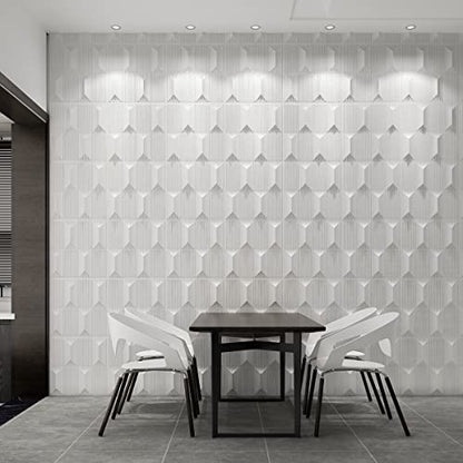 Art3dwallpanels 3D Wall Panels 19.7" x 19.7" PVC White, 12 Tiles - color: White