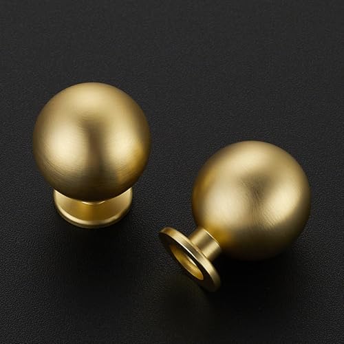 Brushed Gold Cabinet Knobs 12 Pack Round Ball Drawers Knobs, 1" Diameter - color: Brushed Gold