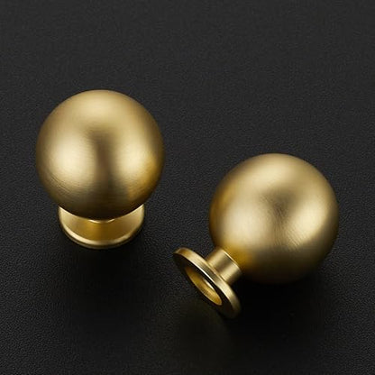 Brushed Gold Cabinet Knobs 12 Pack Round Ball Drawers Knobs, 1" Diameter - color: Brushed Gold